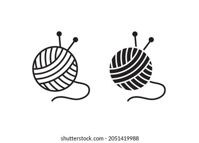 yarn ball and needle for knitting vector icon for websites