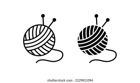 yarn ball and needle for knitting vector icon for websites