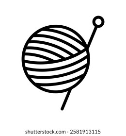 Yarn ball and needle for knitting vector icon for websites. Simple vector illustration.