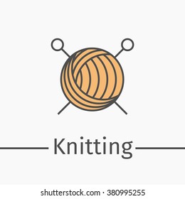 Yarn ball and needles icon