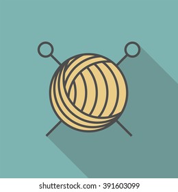 Yarn ball and needles icon