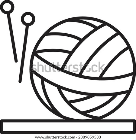 Yarn ball and needles icon. Knitting icon

