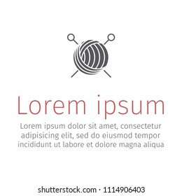 Yarn ball and needles icon. Vector sign.