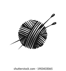 Yarn ball and needles. Knitting symbol vector
