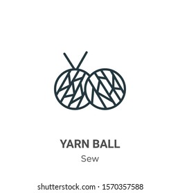 Yarn ball outline vector icon. Thin line black yarn ball icon, flat vector simple element illustration from editable sew concept isolated on white background
