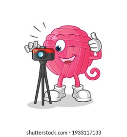 yarn ball photographer character. cartoon mascot vector