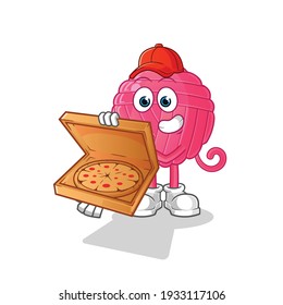 yarn ball pizza delivery boy vector. cartoon character