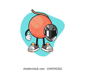 Yarn ball racer cartoon. Mascot Character vector.