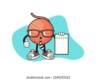 Yarn ball salesman cartoon. Mascot Character vector.