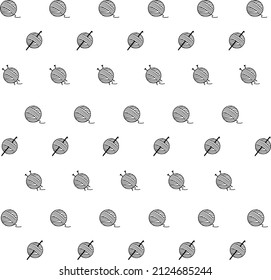 yarn ball seamless pattern. balls of yarn knitting needles background. yarn ball sign. crochet needle symbol. flat style. 