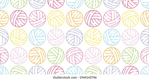 yarn ball seamless pattern vector balls of yarn knitting needles toy repeat wallpaper tile background cartoon illustration color design