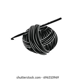 Yarn ball in simple style. For print, logo, creative design. Vector illustration. Isolated on white