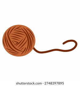 Yarn Ball with Thread in Flat Vector Style for Cat Play Theme