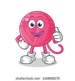 yarn ball thumbs up cartoon vector mascot art illustration.ai