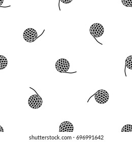 Yarn ball toy for cat pattern repeat seamless in black color for any design. Vector geometric illustration
