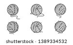 yarn ball vector icon balls of yarn knitting needles cat toy symbol cartoon illustration doodle