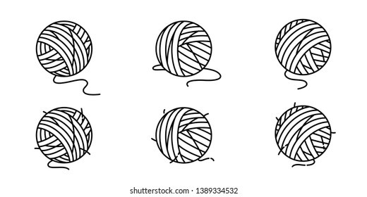 yarn ball vector icon balls of yarn knitting needles cat toy symbol cartoon illustration doodle