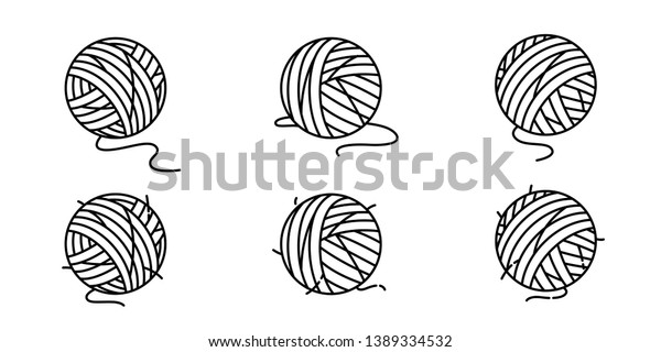 yarn ball vector icon balls
of yarn knitting needles cat toy symbol cartoon illustration
doodle