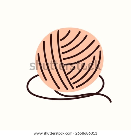 Yarn ball vector illustration with clean lines and soft colors. Ideal for knitting, crochet, craft projects, and cozy themed designs.
