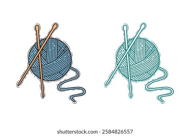 Yarn Ball Vector Illustration, Knit Wool Ball Vector Image, Knitting Wool Ball Image Vector, Knitting Symbol Illustration.