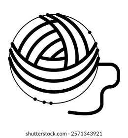 Yarn Ball Vector Line Icon Design