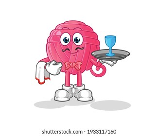 yarn ball waiter cartoon. cartoon mascot vector