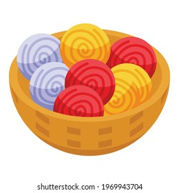 Yarn balls icon. Isometric of Yarn balls vector icon for web design isolated on white background