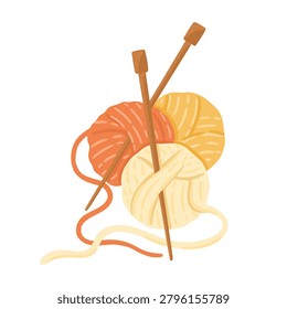 Yarn Balls with Knitting Needles. Vector illustration.