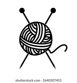 Yarn balls with needles. Wool knitting vector icon. vector Illustration design.
