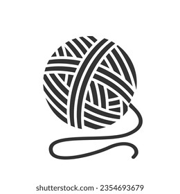 Yarn, balls of thread icon. Doodle style. Black and white icon on a white background. Knitting, crochet vector flat sign