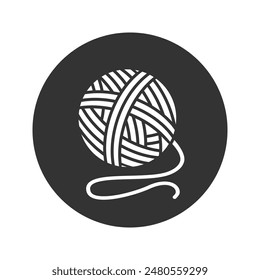 Yarn, balls of thread icon. Doodle style. Black and white icon on a white background. Knitting, crochet vector flat sign