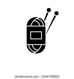 Yarn black icon, vector sign on isolated background. Yarn concept symbol, illustration 