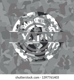Yarn grey camo emblem. Vector Illustration.