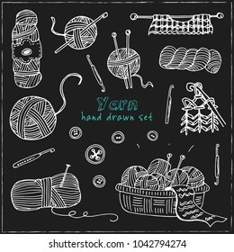 Yarn Hand Drawn Doodle Set Sketches Stock Vector (Royalty Free