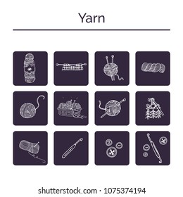 Yarn hand drawn doodle set. Sketches. Vector illustration for design and packages product.