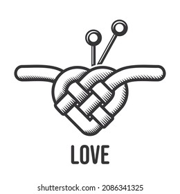 Yarn Heart Love concept line art design clipart vector