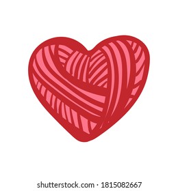 yarn heart on the white background