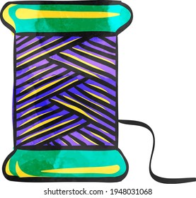 Yarn icon in color drawing. Sewing tailor dressmaker