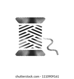 Yarn icon in halftone style. Black and white monochrome vector illustration.