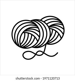 Yarn Icon, Interlocked Fibres Long Length Ball Vector Art Illustration