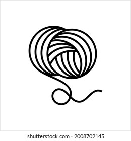 Yarn Icon, Interlocked Fibres Long Length Ball Vector Art Illustration