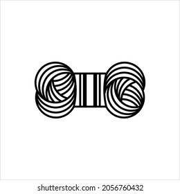 Yarn Icon, Interlocked Fibres Long Length Ball Vector Art Illustration