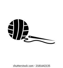 Yarn icon. sewing sign. A ball of yarn and knitting needles vector illustration.