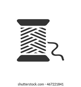 Yarn icon in single grey color. Sewing tailor dressmaker