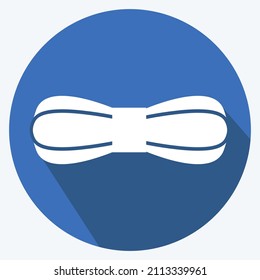 Yarn Icon in trendy long shadow style isolated on soft blue background