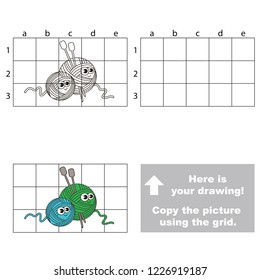Yarn Knit funny and smiley, the educational horizontal game with simple game level. Copy the picture.