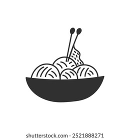 Yarn with Knitting Needles in Bowl doodle icon. Hand drawn craft symbol. Needlework and handiwork design element. Isolated vector illustration