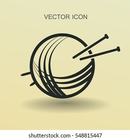 Yarn and knitting needles icon vector illustration