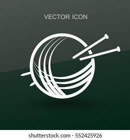 Yarn and knitting needles icon vector illustration
