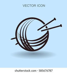 Yarn and knitting needles icon vector illustration
